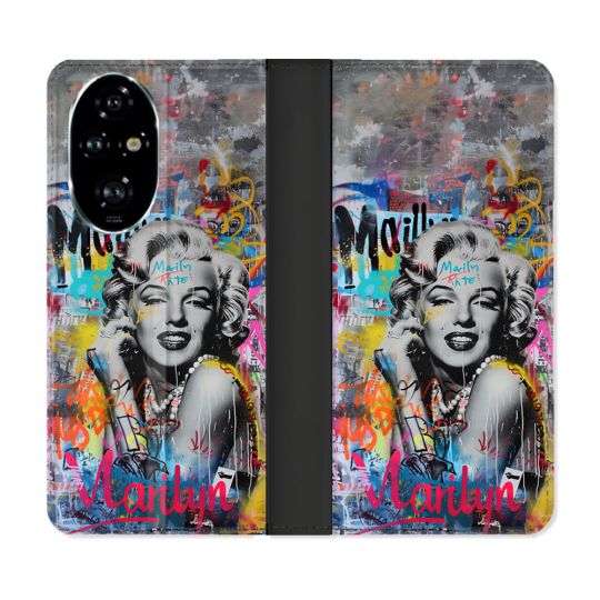 Housse cuir portefeuille Pour Honor 200 Pro 5G Street Art Maryline Monroe