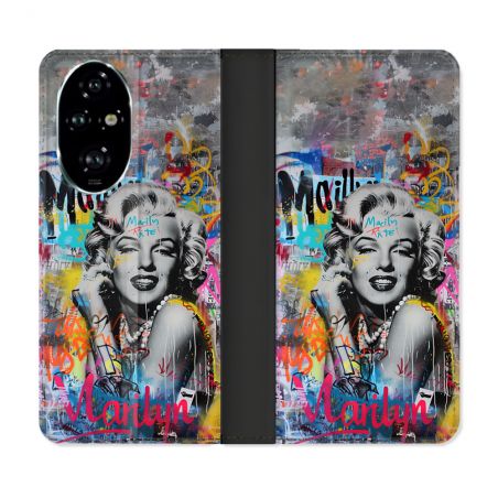 Housse cuir portefeuille Pour Honor 200 Pro 5G Street Art Maryline Monroe