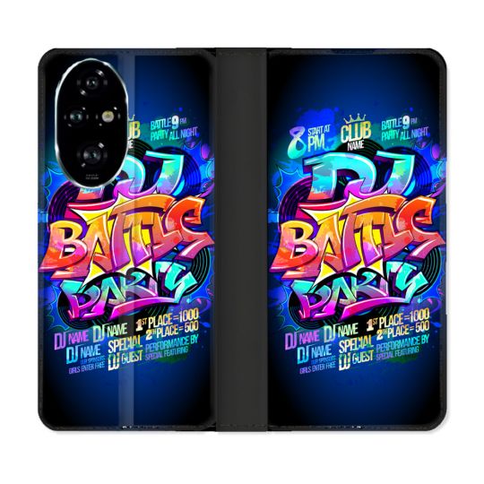 Housse cuir portefeuille Pour Honor 200 Pro 5G Street Art Rap