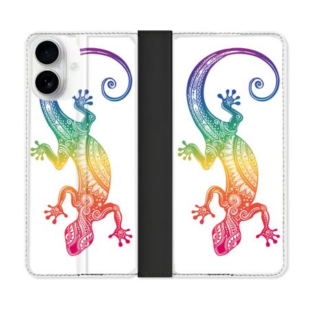 Housse cuir portefeuille Pour Iphone 17 Animal Salamandre Color