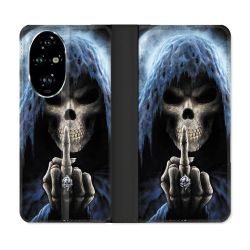 Housse cuir portefeuille Pour Honor 200 Pro 5G Tete de Mort Doigt