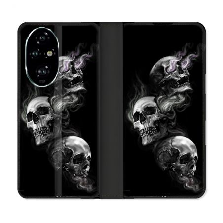 Housse cuir portefeuille Pour Honor 200 Pro 5G Tete de Mort Triple