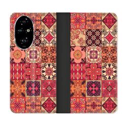 Housse cuir portefeuille Pour Honor 200 Pro 5G Texture Carreau Ciment Rouge
