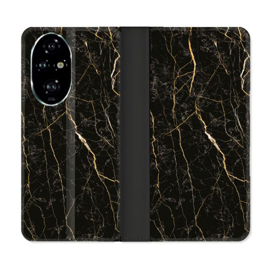 Housse cuir portefeuille Pour Honor 200 Pro 5G Texture Marbre Noir