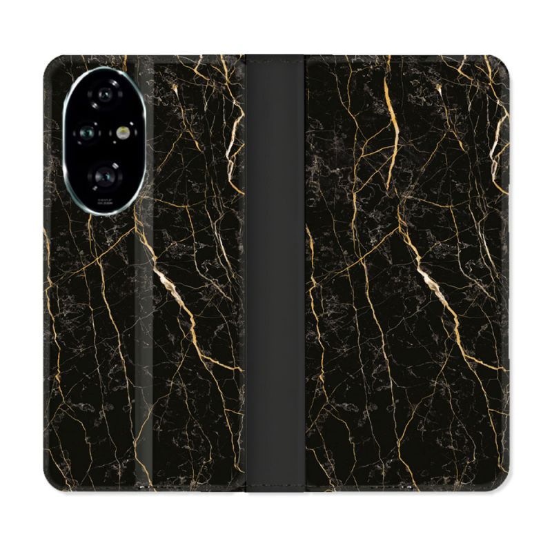 Housse cuir portefeuille Pour Honor 200 Pro 5G Texture Marbre Noir