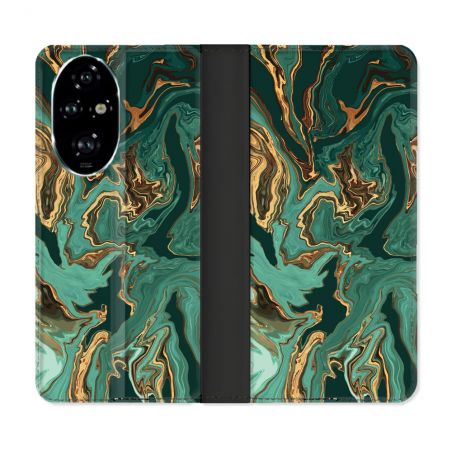 Housse cuir portefeuille Pour Honor 200 Pro 5G Texture Marbre Vert