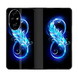 Housse cuir portefeuille Pour Honor 200 Pro 5G Texture Plume Infini Bleu