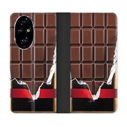 Housse cuir portefeuille Pour Honor 200 Pro 5G Texture Trompe Oeil Chocolat