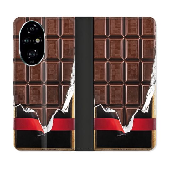 Housse cuir portefeuille Pour Honor 200 Pro 5G Texture Trompe Oeil Chocolat