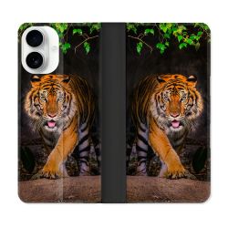 Housse cuir portefeuille Pour Iphone 17 Animal Tigre Jungle