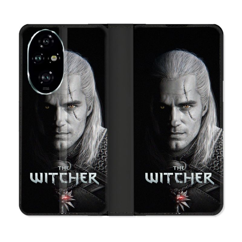 Housse cuir portefeuille Pour Honor 200 Pro 5G The Witcher Noir