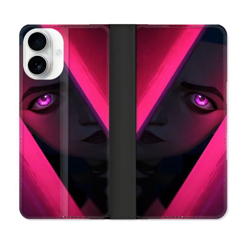 Housse cuir portefeuille Pour Iphone 17 Arcane Jinx Rose
