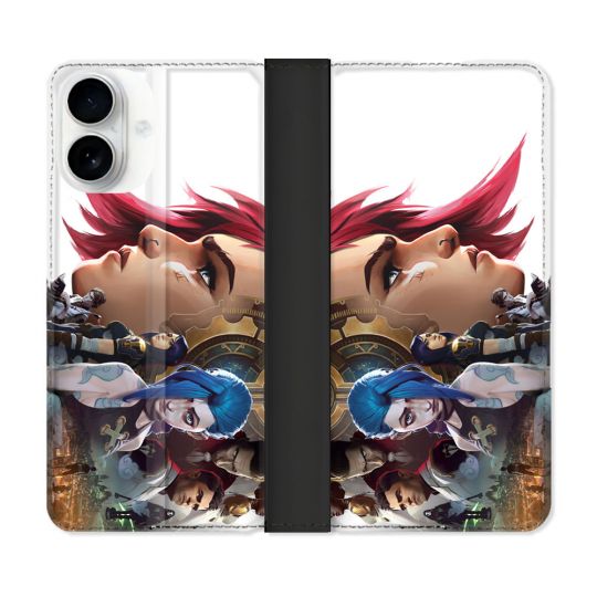 Housse cuir portefeuille Pour Iphone 17 Arcane Jinx Sœur
