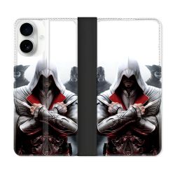 Housse cuir portefeuille Pour Iphone 17 Assassin Creed Mask