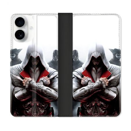 Housse cuir portefeuille Pour Iphone 17 Assassin Creed Mask