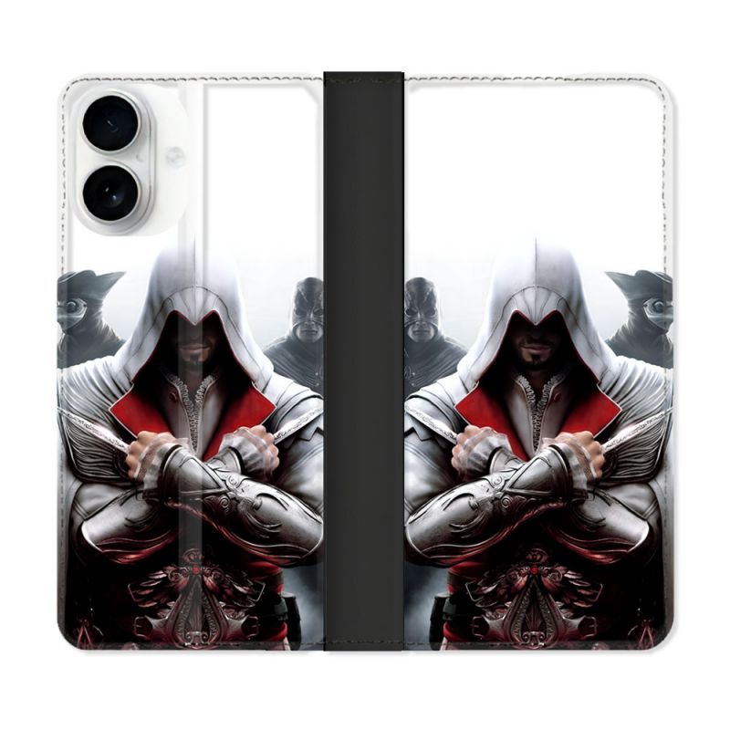 Housse cuir portefeuille Pour Iphone 17 Assassin Creed Mask