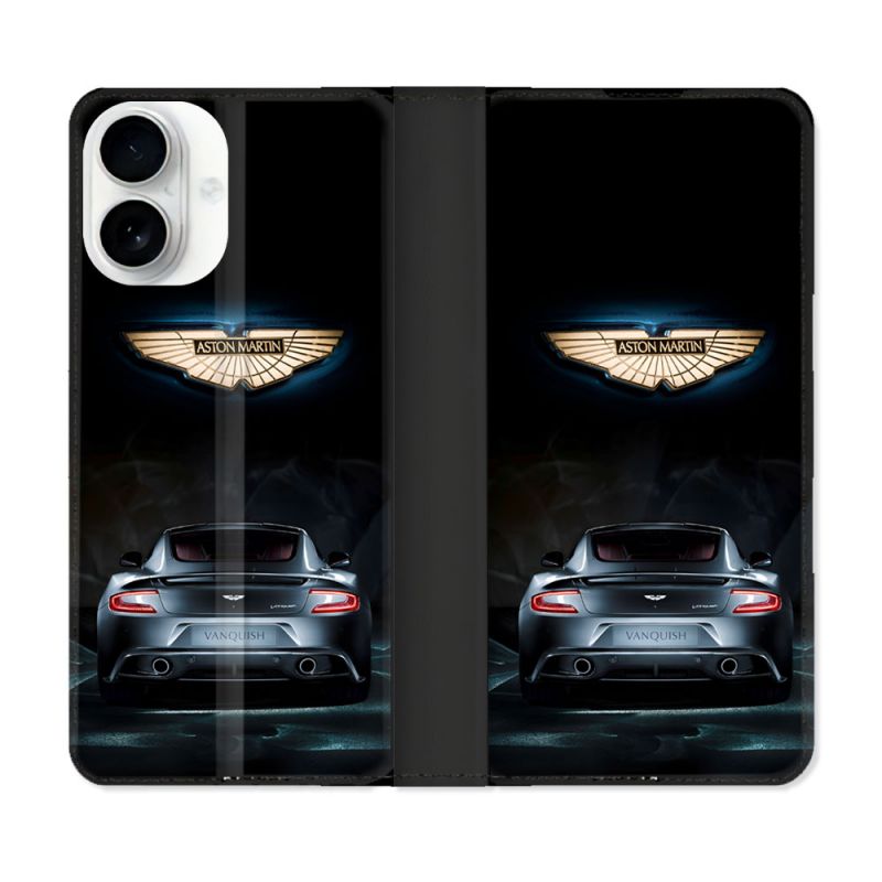 Housse cuir portefeuille Pour Iphone 17 Aston Martin