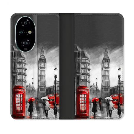 Housse cuir portefeuille Pour Honor 200 Pro 5G Voyage Angleterre Londres Vintage