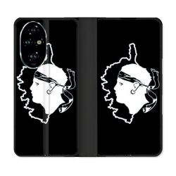 Housse cuir portefeuille Pour Honor 200 Pro 5G Voyage Corse Noir