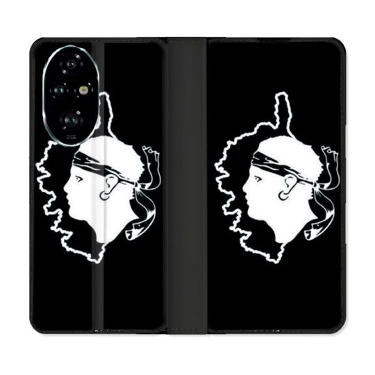 Housse cuir portefeuille Pour Honor 200 Pro 5G Voyage Corse Noir