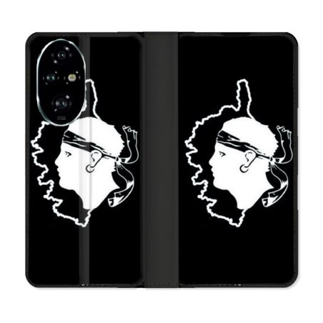 Housse cuir portefeuille Pour Honor 200 Pro 5G Voyage Corse Noir