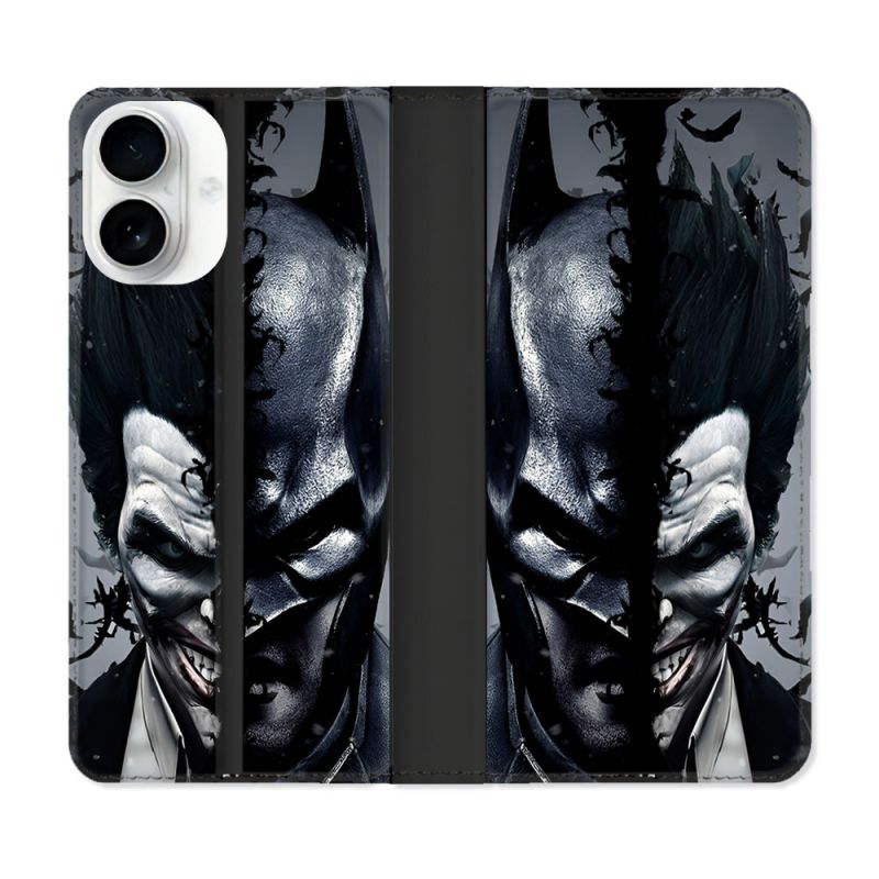 Housse cuir portefeuille Pour Iphone 17 Batman Joker
