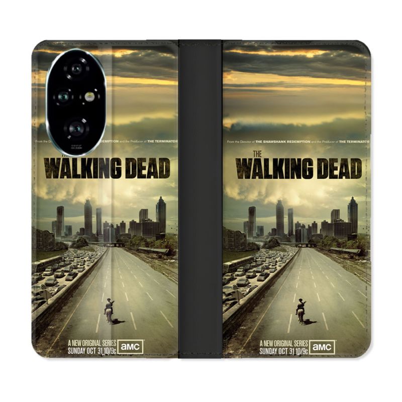 Housse cuir portefeuille Pour Honor 200 Pro 5G Walking Dead