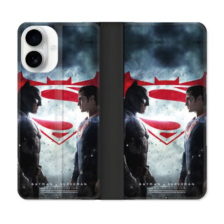 Housse cuir portefeuille Pour Iphone 17 Batman VS Superman