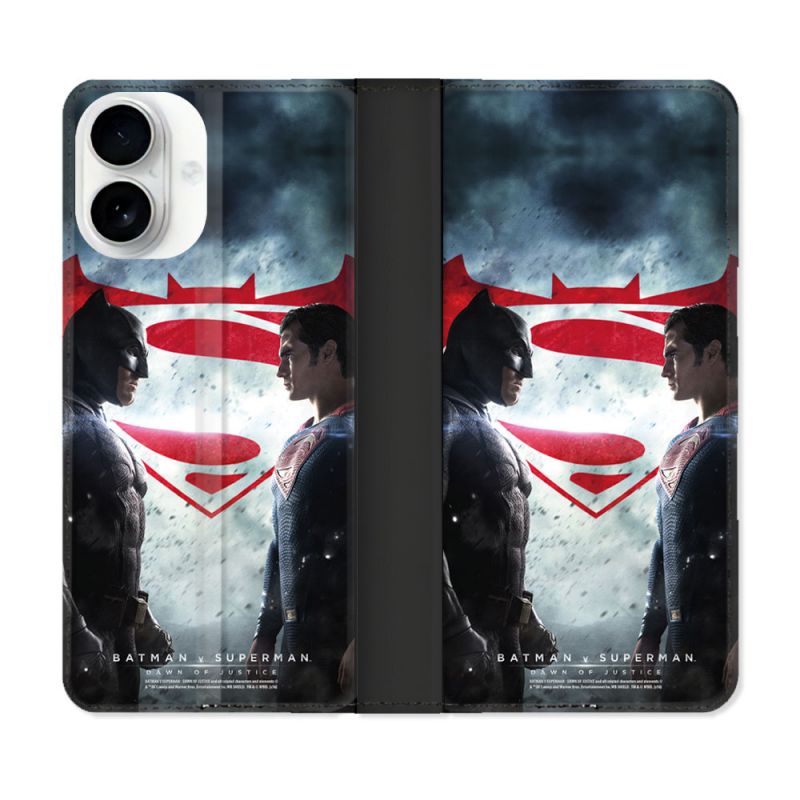 Housse cuir portefeuille Pour Iphone 17 Batman VS Superman