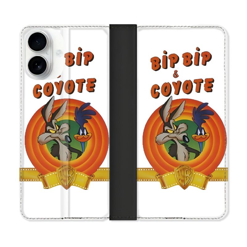 Housse cuir portefeuille Pour Iphone 17 Bip Bip Coyote
