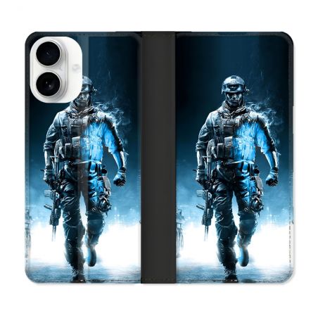 Housse cuir portefeuille Pour Iphone 17 Call Of Duty Guerrier