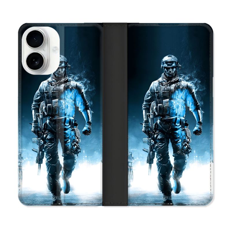 Housse cuir portefeuille Pour Iphone 17 Call Of Duty Guerrier