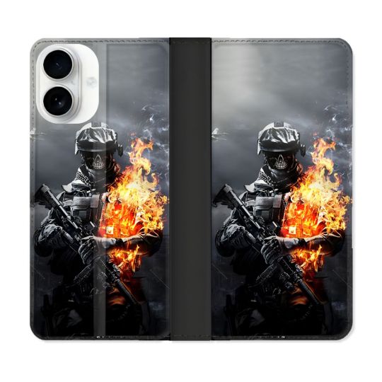 Housse cuir portefeuille Pour Iphone 17 Call Of Duty Squelette
