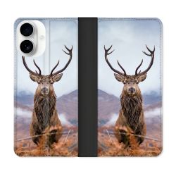 Housse cuir portefeuille Pour Iphone 17 Chasse Chevreuil Montagne