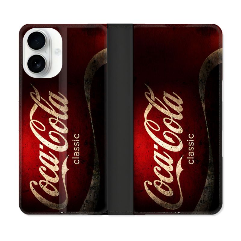 Housse cuir portefeuille Pour Iphone 17 Coca Cola Classique