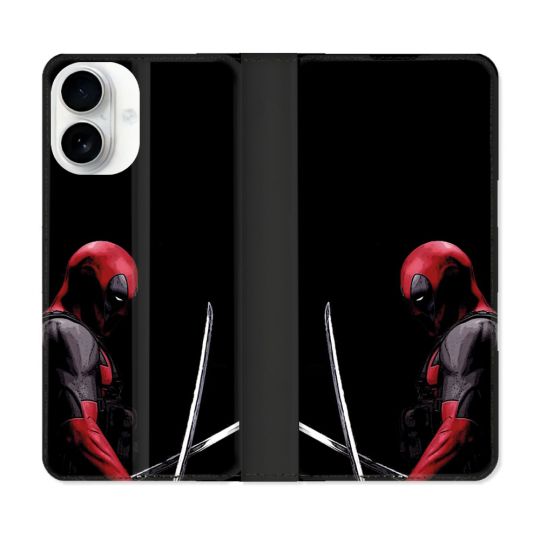Housse cuir portefeuille Pour Iphone 17 Deadpool Epee