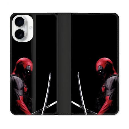 Housse cuir portefeuille Pour Iphone 17 Deadpool Epee