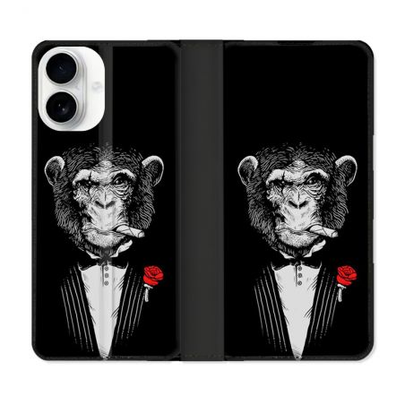 Housse cuir portefeuille Pour Iphone 17 Decale Singe Mafia