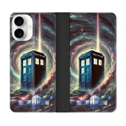 Housse cuir portefeuille Pour Iphone 17 Dr Who Tardis Univers