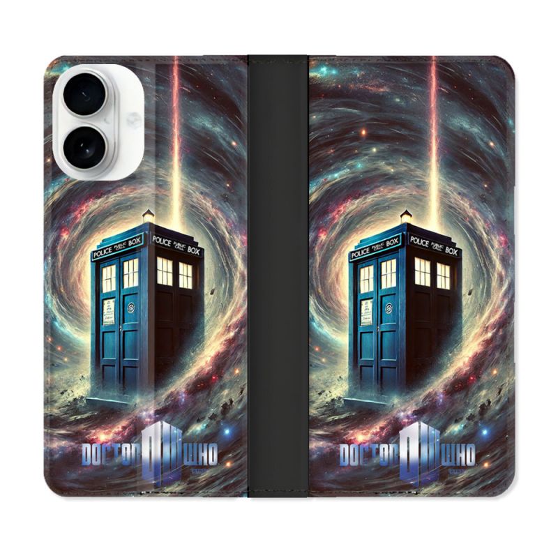Housse cuir portefeuille Pour Iphone 17 Dr Who Tardis Univers