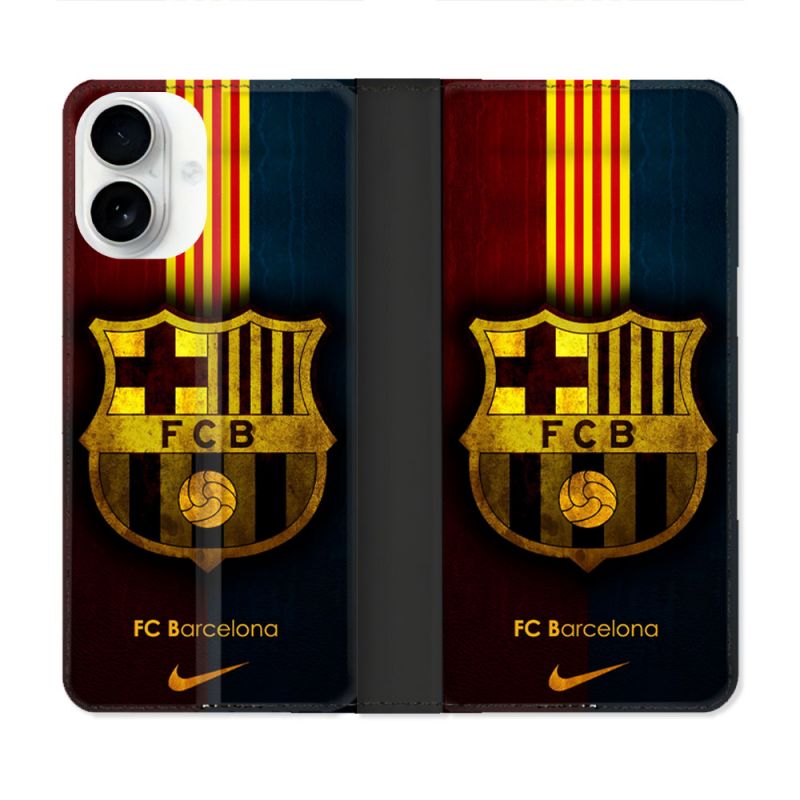 Housse cuir portefeuille Pour Iphone 17 Foot FC Barcelone Vintage