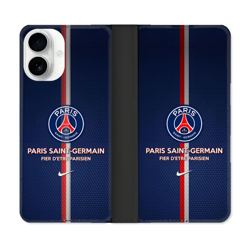 Housse cuir portefeuille Pour Iphone 17 Foot PSG Fier