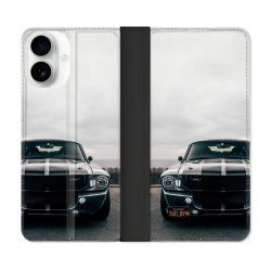 Housse cuir portefeuille Pour Iphone 17 Ford Mustang GT500 Vintage