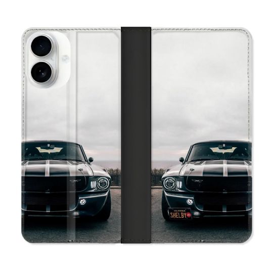Housse cuir portefeuille Pour Iphone 17 Ford Mustang GT500 Vintage