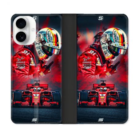 Housse cuir portefeuille Pour Iphone 17 Formule 1 F1 Ferrari