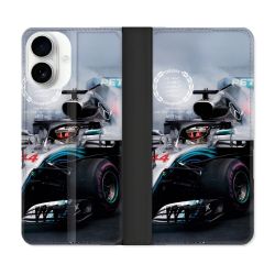 Housse cuir portefeuille Pour Iphone 17 Formule 1 F1 Mercedes Petronas