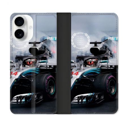 Housse cuir portefeuille Pour Iphone 17 Formule 1 F1 Mercedes Petronas