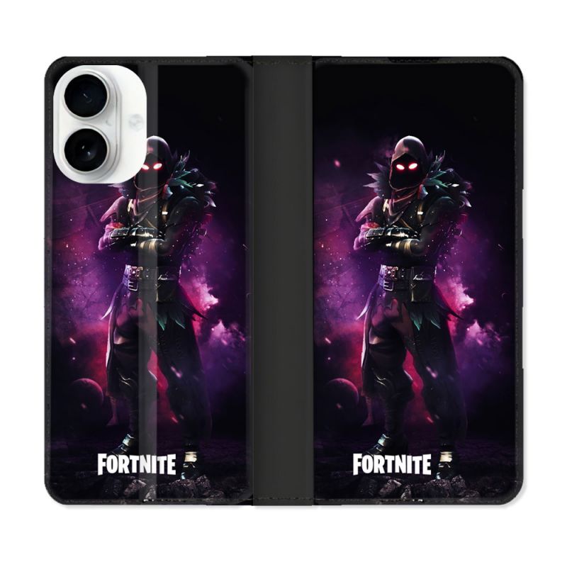 Housse cuir portefeuille Pour Iphone 17 Fortnite Raven