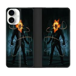 Housse cuir portefeuille Pour Iphone 17 Ghost Rider