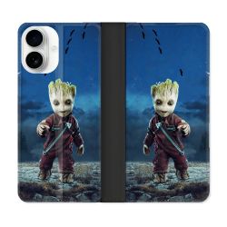 Housse cuir portefeuille Pour Iphone 17 Groot Bleu